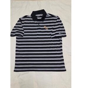 FLORIDA STATE SEMINOLES NIKE GOLF MENS BLACK/WHITE STRIPED SHORT SLEEVE POLO LG